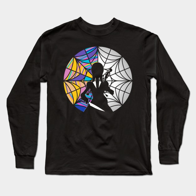 Stained Glass Wednesday Long Sleeve T-Shirt by Meca-artwork